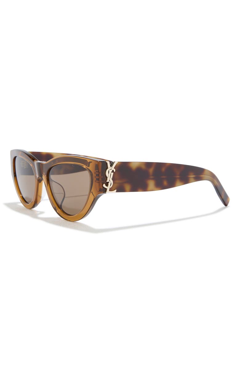 Saint Laurent 53mm Cat Eye Sunglasses, Alternate, color, Brown Havana Brown