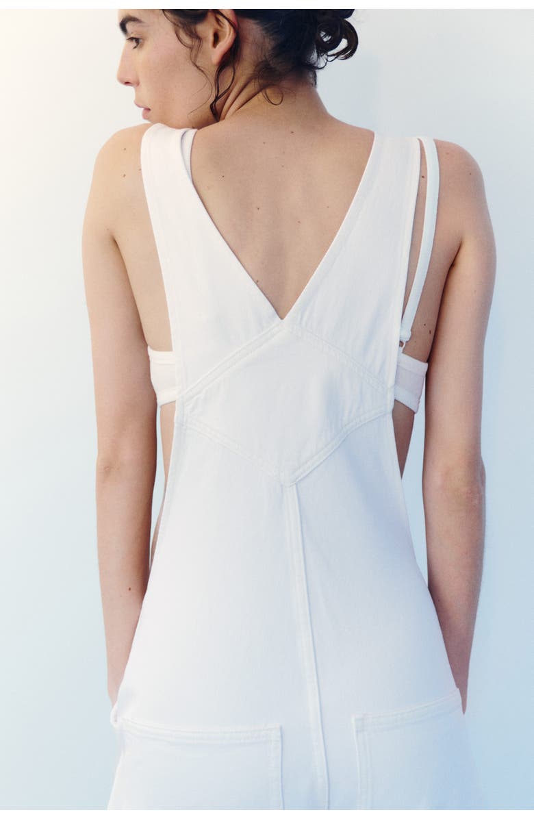 H&M Cotton Denim Dungarees, Alternate, color, White