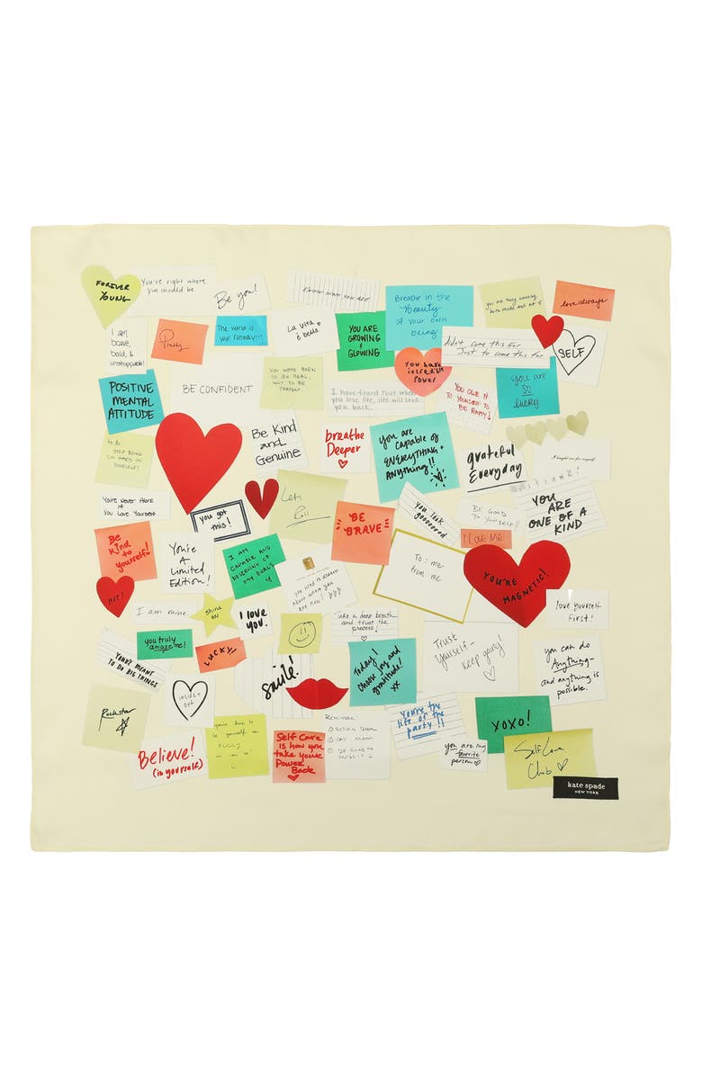 Kate Spade New York Self Love Club Silk Bandana, Alternate, color, Ivory Multi