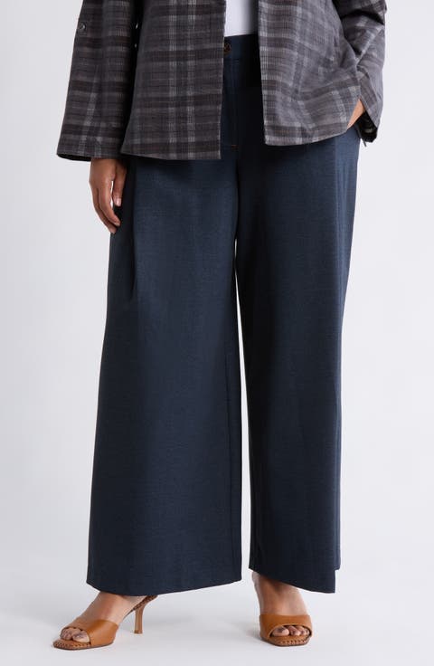 'Ab'Solution Skyrise Pleated Wide Leg Pants (Plus)
