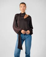 WeWoreWhat Wrap Neck Tie Top