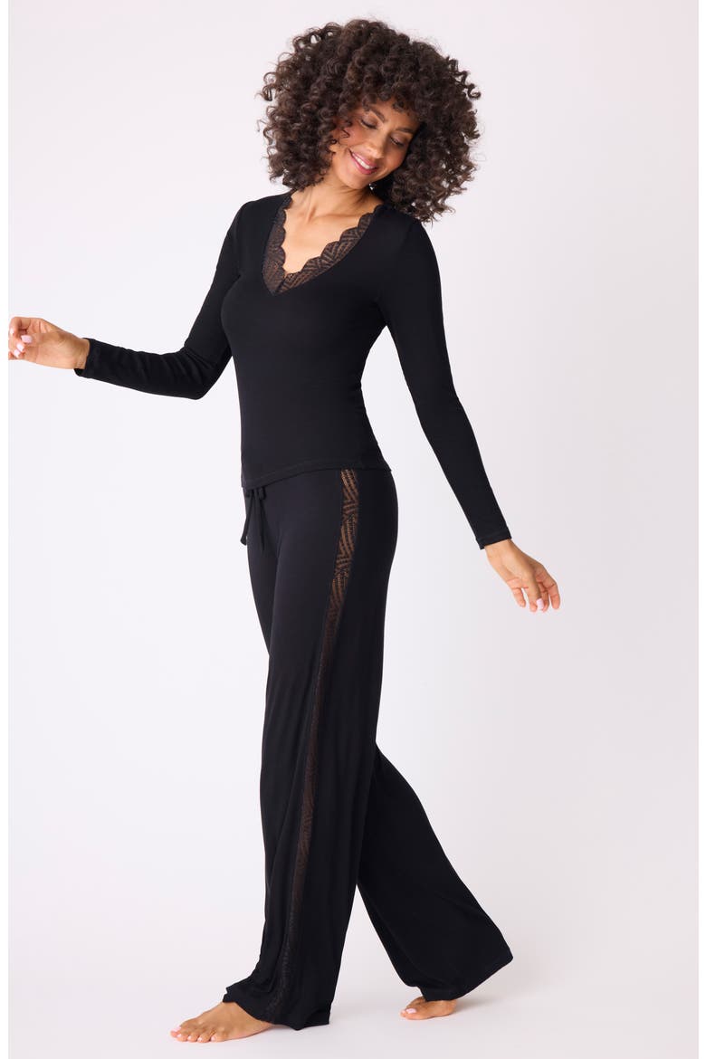 Lacey Basics Stretch Modal Pajama Top, Alternate, color, BLACK