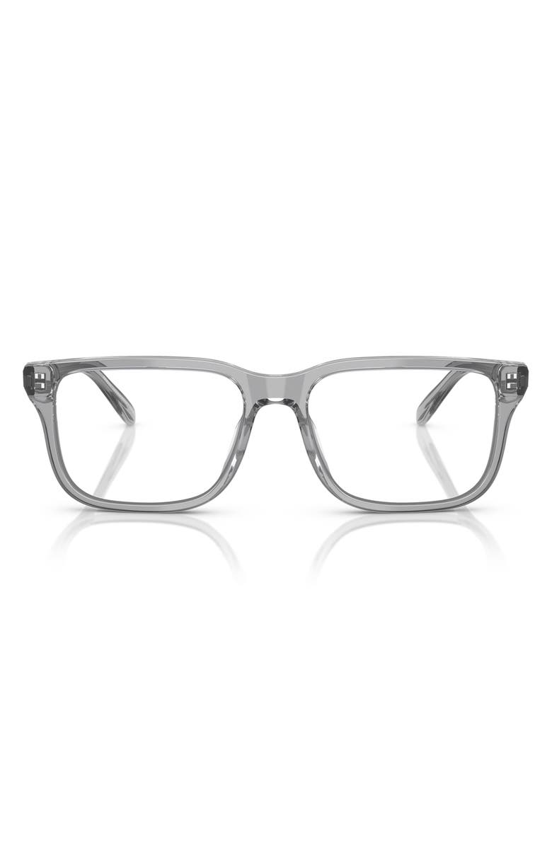 Emporio Armani 56mm Rectangle Optical Glasses, Main, color, Shiny Grey / Demo Lens