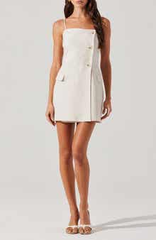 ASTR the Label Azria Asymmetric Button Linen Blend Minidress