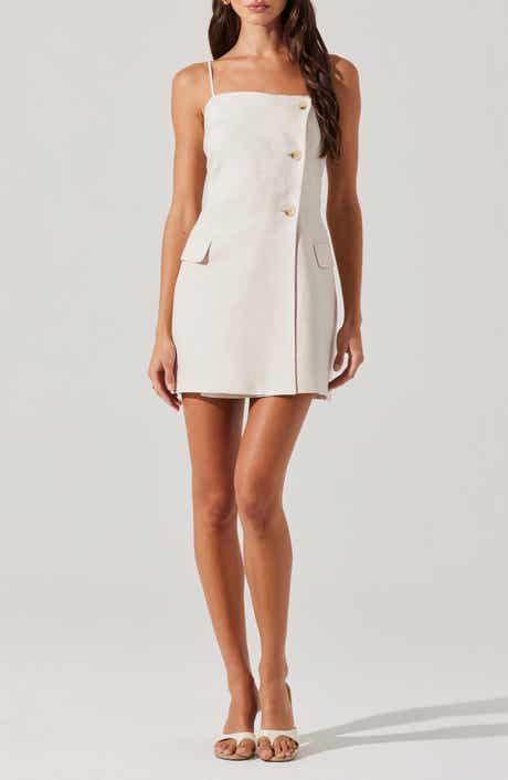 ASTR the Label Azria Asymmetric Button Linen Blend Minidress