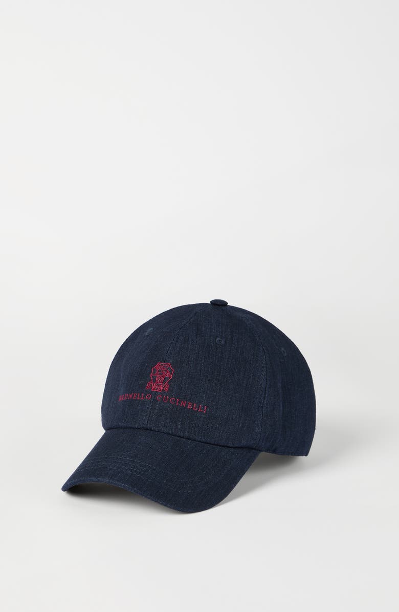 Brunello Cucinelli Délavé linen Baseball cap, Alternate, color, Navy Blue