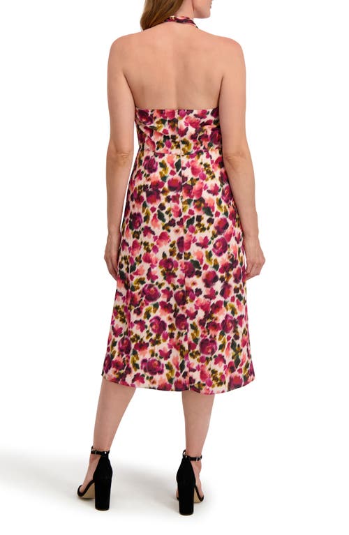 Laundry By Shelli Segal Scarlett Cowl Neck Halter Dress In Multi