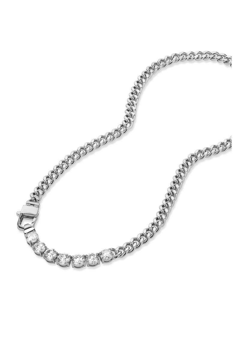Julian Loves Cubic Zirconia Necklace, Alternate, color, SILVER-WHITE