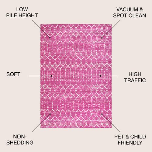 Jonathan Y Moroccan Hype Boho Vintage Diamond Area Rug In Fuchsia/ivory