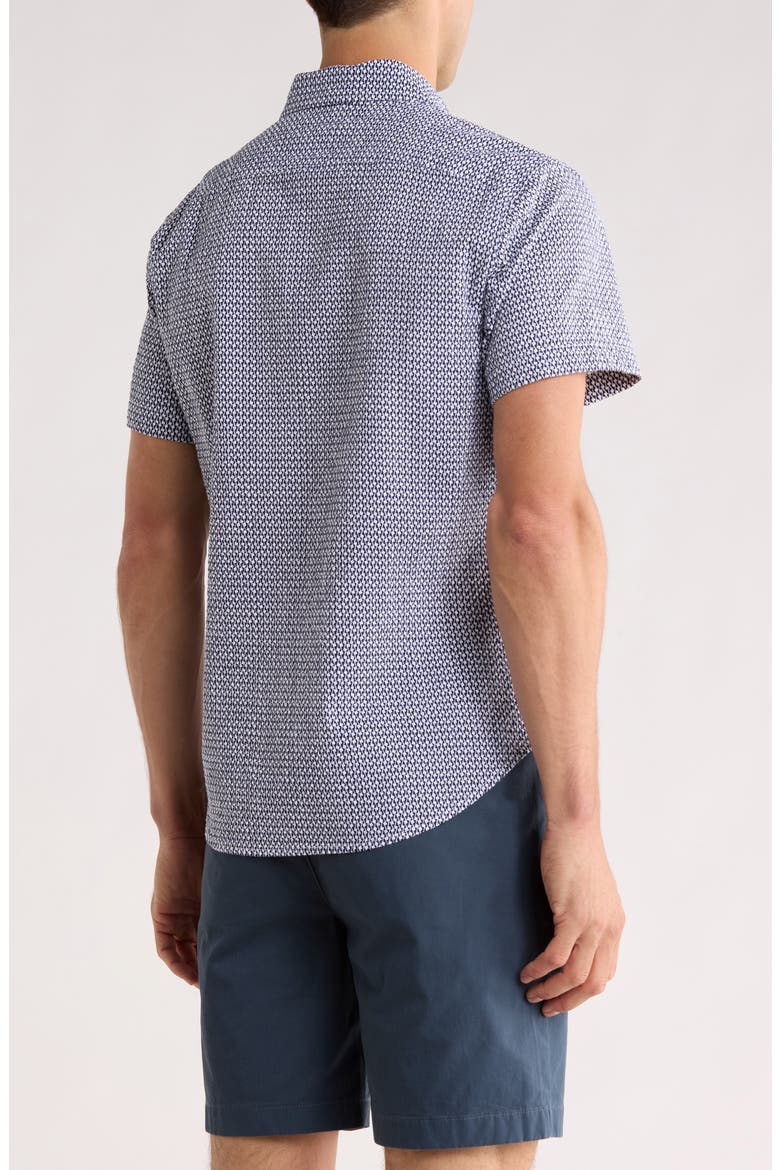 Astor Slim Fit Short Sleeve Button-Up Shirt, Alternate, color, NAVY WHITE GEO