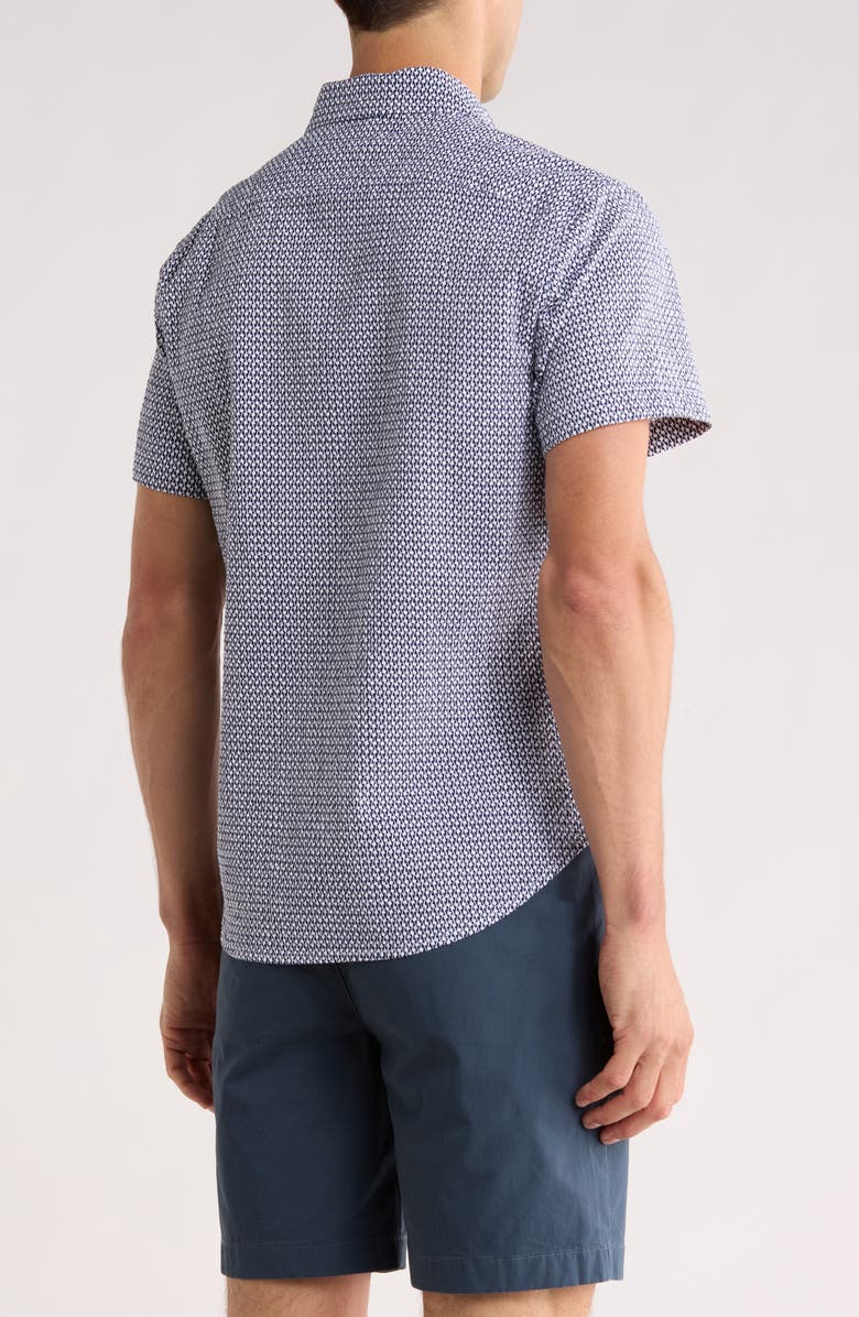 Bonobos Astor Slim Fit Short Sleeve Button-Up Shirt, Alternate, color, Navy White Geo
