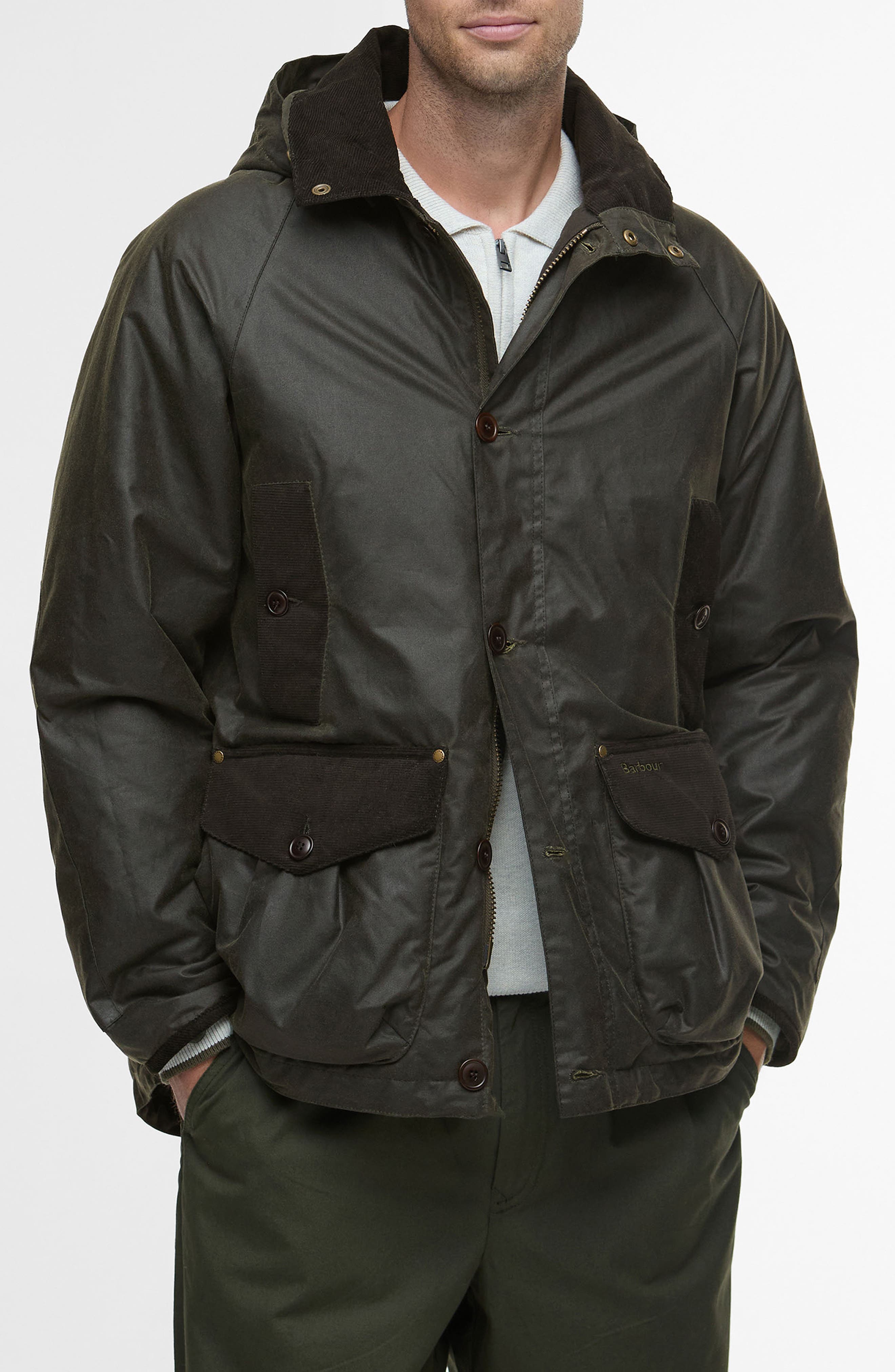 Barbour Modern Waxed Cotton Jacket with Removable Hood (Men