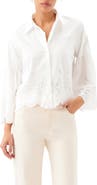 Karen Kane Embroidered Bell Sleeve Cotton Button-Up Shirt