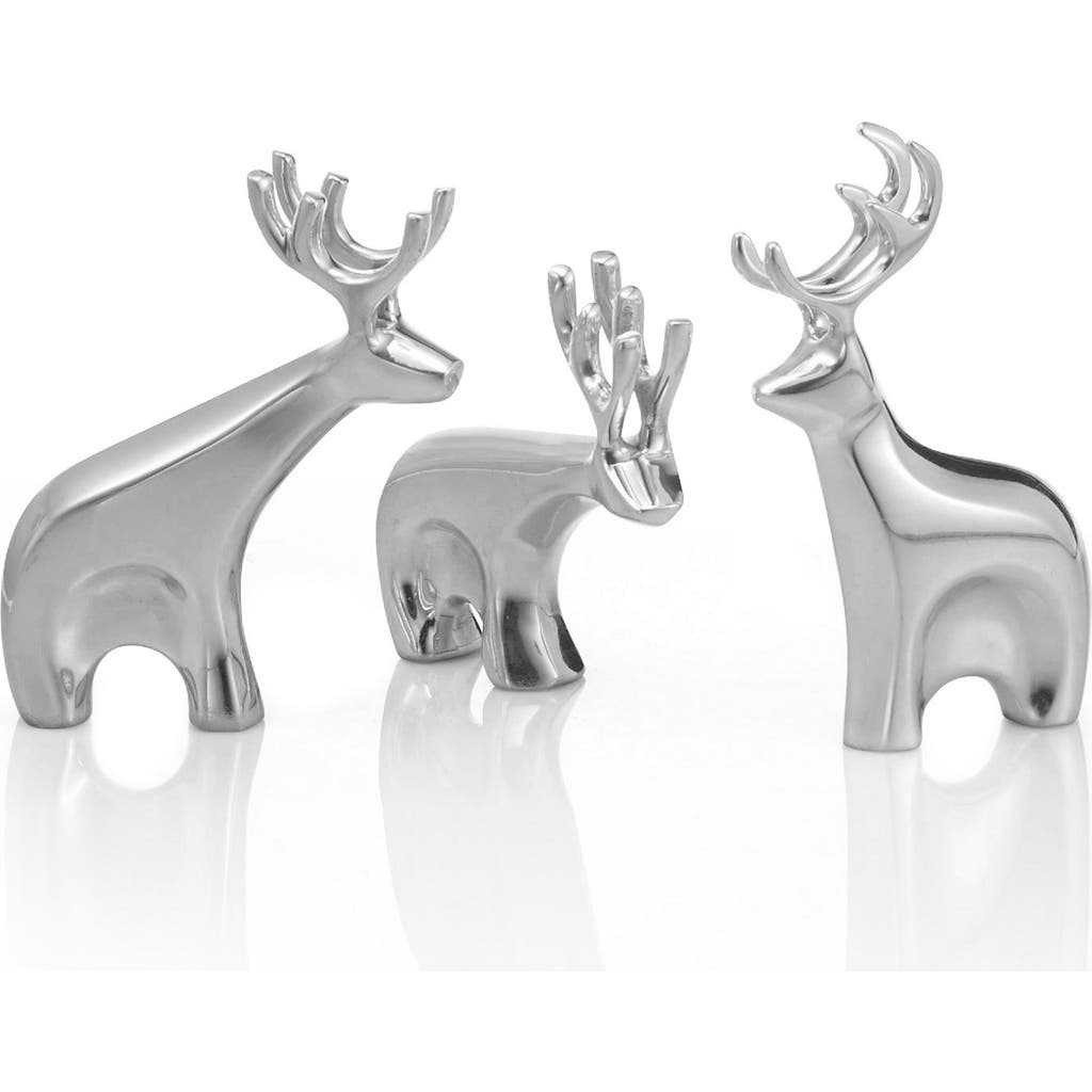 Nambe Nambé Dasher Set Of 3 Reindeer Figurines In Silver