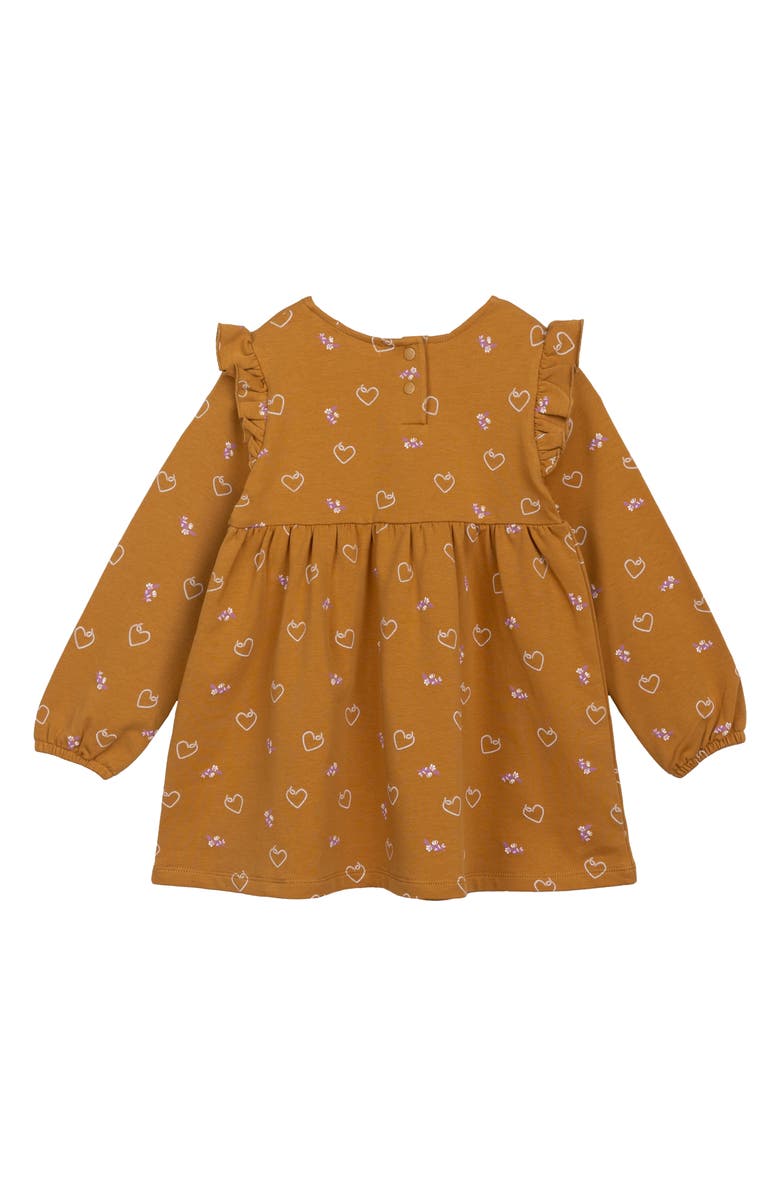 MILES THE LABEL Kids' Heart Print Long Sleeve Stretch Organic Cotton Dress, Alternate, color,