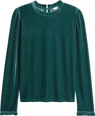 Caslon® Velour Ruffle Neck Top
