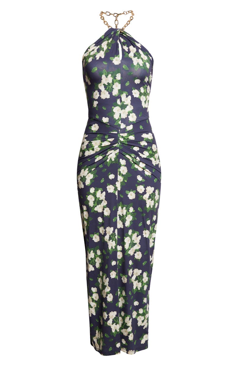 Carolina Herrera Floral Print Jersey Halter Dress, Alternate, color, Midnight Multi