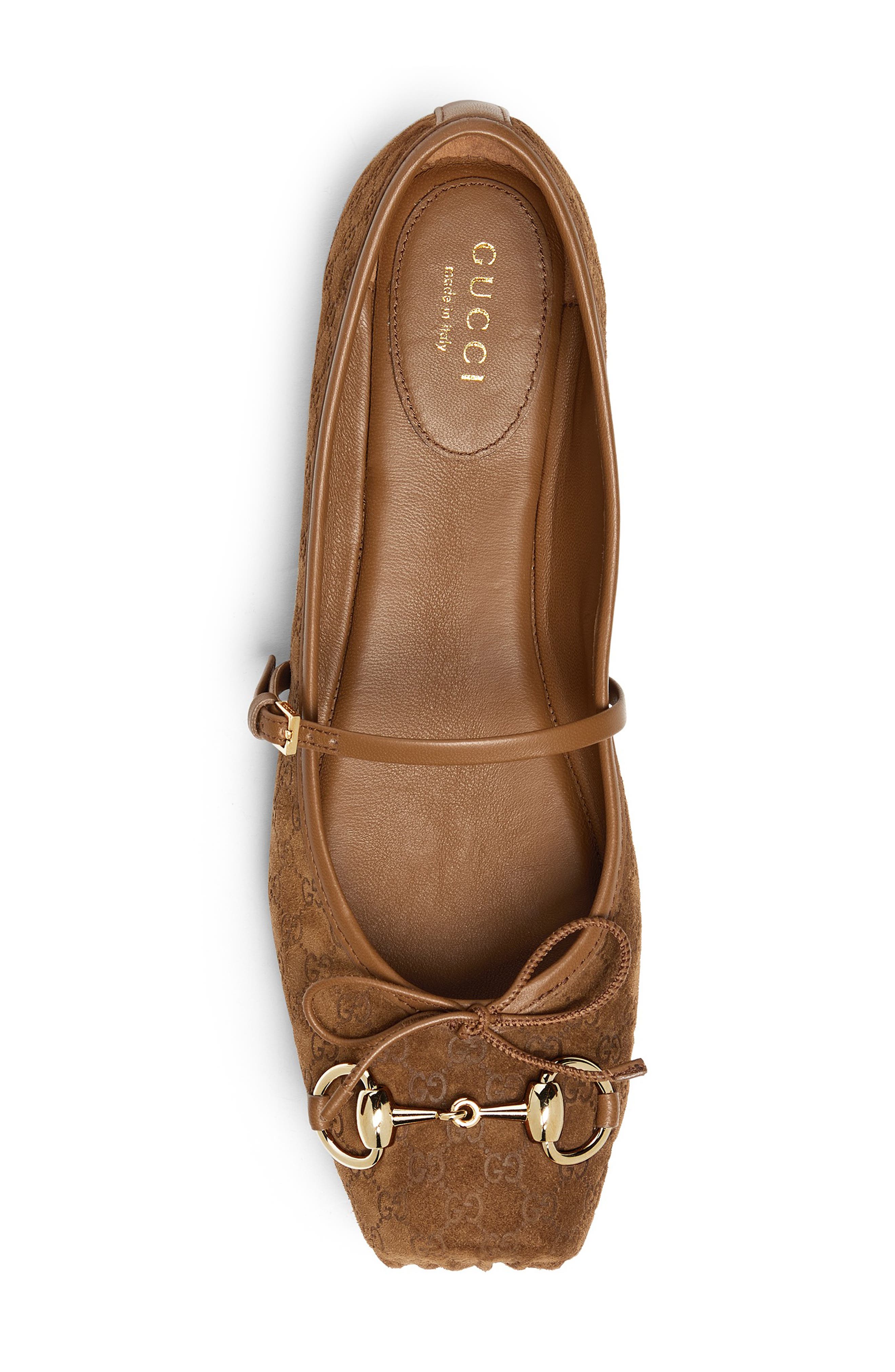 Gucci Horsebit Suede Ballet Flat, Alternate, color, Taupe