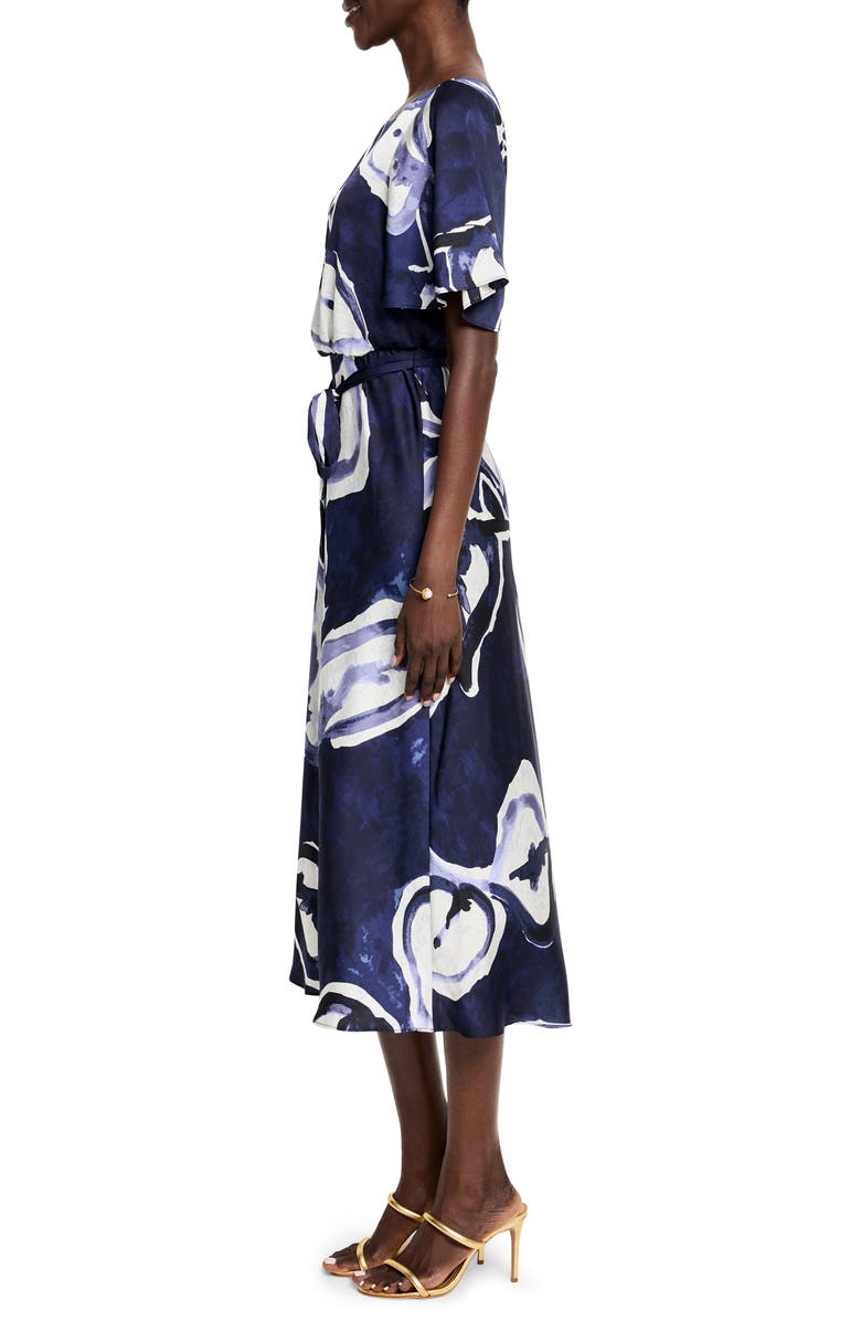 NIC+ZOE Watercolor Vines Jeni Tie Waist Dress, Alternate, color, Indigo Multi