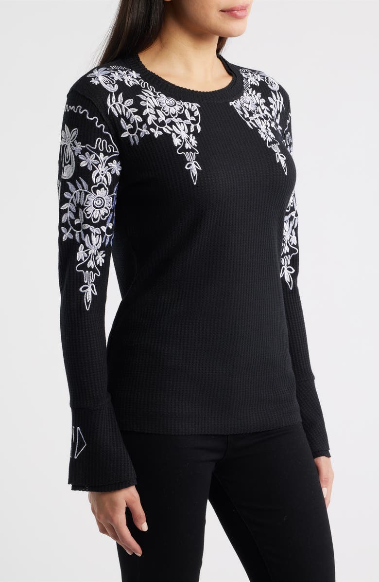 NIKKI LUND Bryn Embroidered Thermal Top, Alternate, color, Black