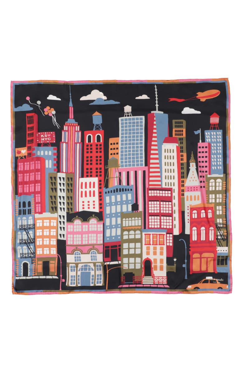 Kate Spade New York city that never sleeps silk scarf, Alternate, color, 