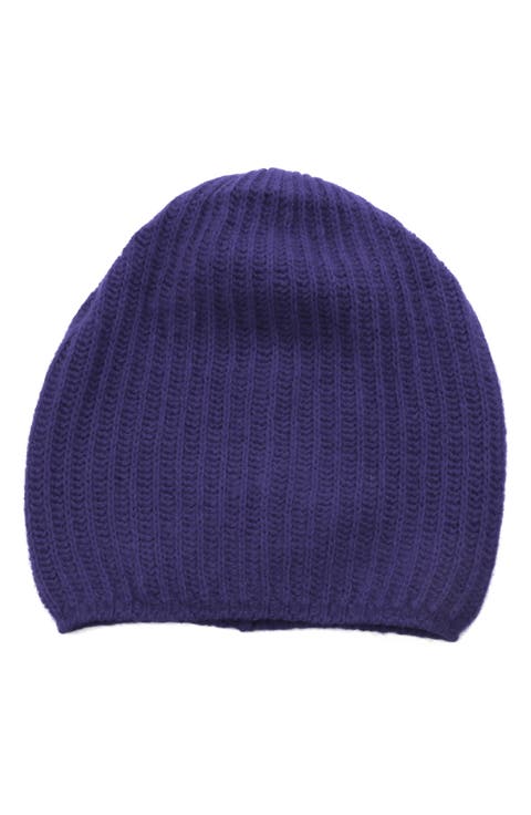 Rib Knit Cashmere Beanie