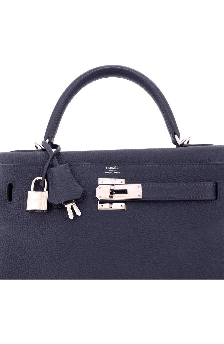 Pre-Owned Hermes Kelly Handbag Blue Togo with Palladium Hardware 28, Alternate, color, Bleu Nuit