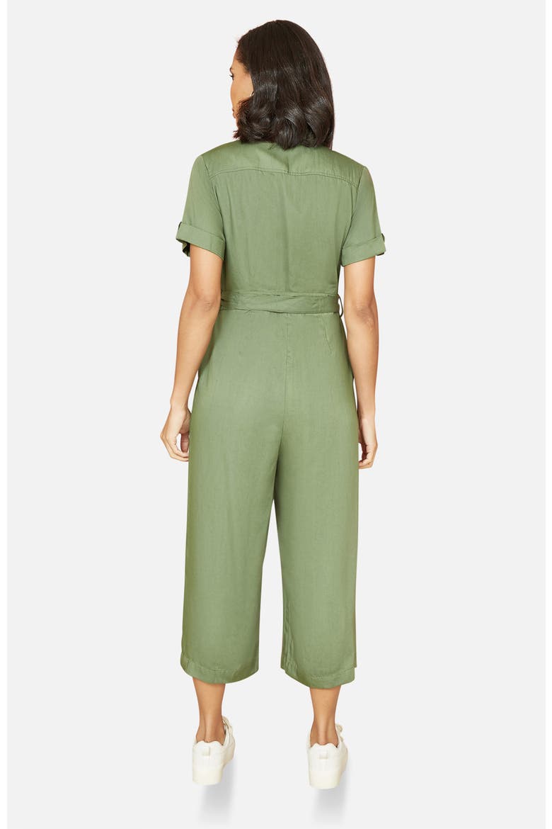 Structured Belted Cropped Jumpsuit, Alternate, color, Green