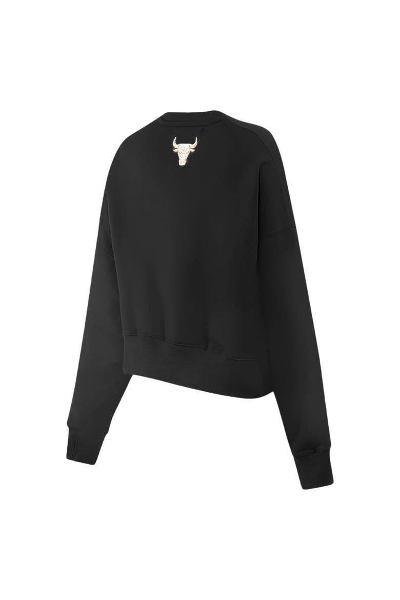 Women's Pro Standard  Black Chicago Bulls Glam Cropped Pullover Sweatshirt, Alternate, color, Black