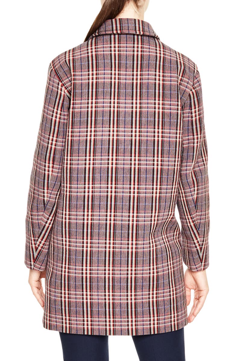 SANDRO Double Breasted Plaid Coat, Alternate, color, 