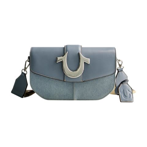 Denim Saddle Bag with Oversized Horseshoe Logo