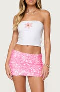 EDIKTED Luli Beaded Flower Crop Tube Top