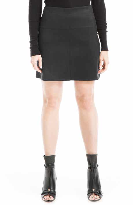 MAX STUDIO Faux Suede A-Line Miniskirt