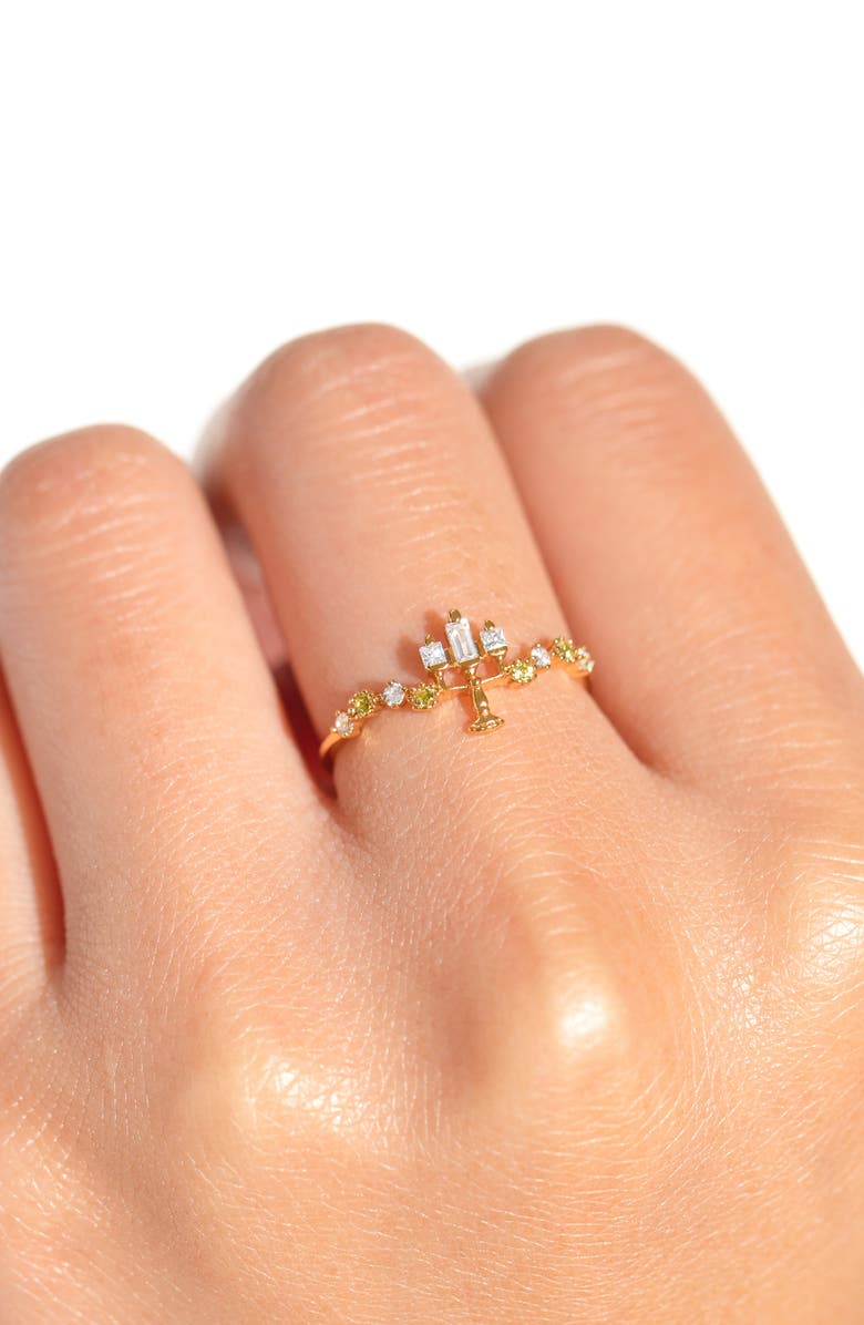 Girls Crew x Disney Beauty 
The Beast Lumière Ring, Alternate, color, Gold