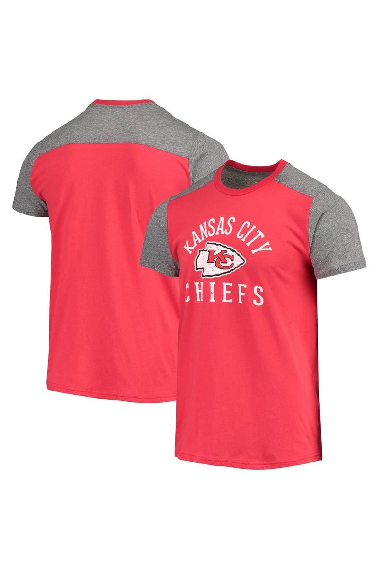 Men's Majestic Threads Red/Gray Kansas City Chiefs Field Goal Slub T-Shirt, Main, color, Red