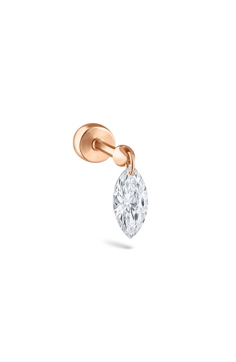 MARIA TASH Floating Marquise Diamond Single Charm Threaded Stud Earring, Main, color, Rose Gold