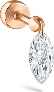 MARIA TASH Floating Marquise Diamond Single Charm Threaded Stud Earring