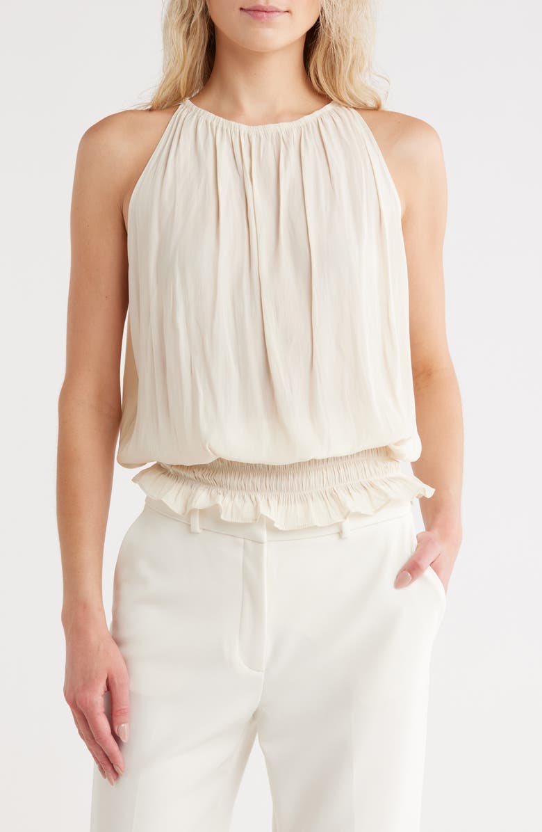Ramy Brook Lauren Smock Waist Sleeveless Top, Main, color, Rattan