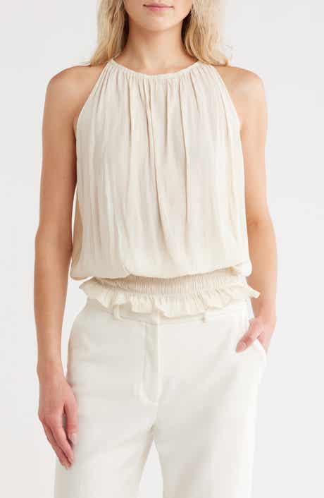 Ramy Brook Lauren Smock Waist Sleeveless Top
