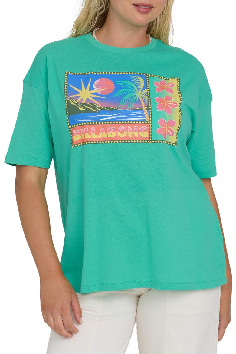 Summer Heat Cotton Graphic T-Shirt, Alternate, color, GREEN TROPICS