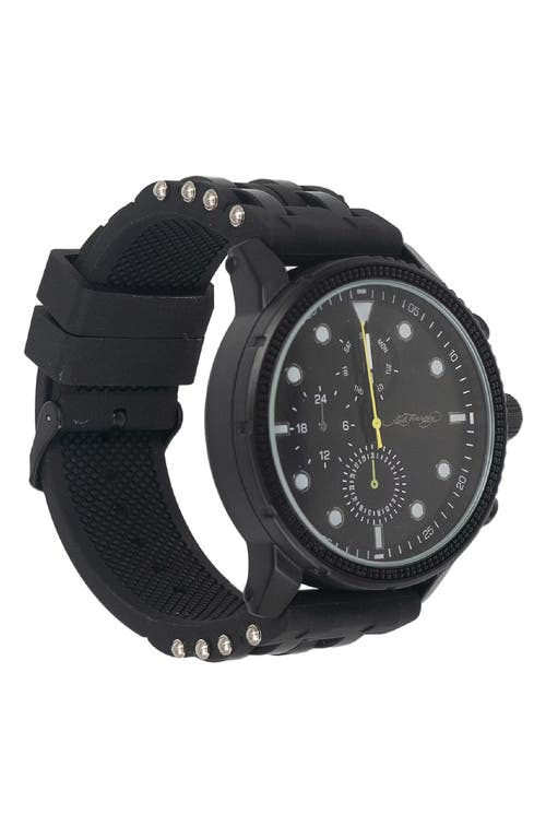 Ed Hardy Quartz Chronograph Silicone Strap Watch, 42mm In Black