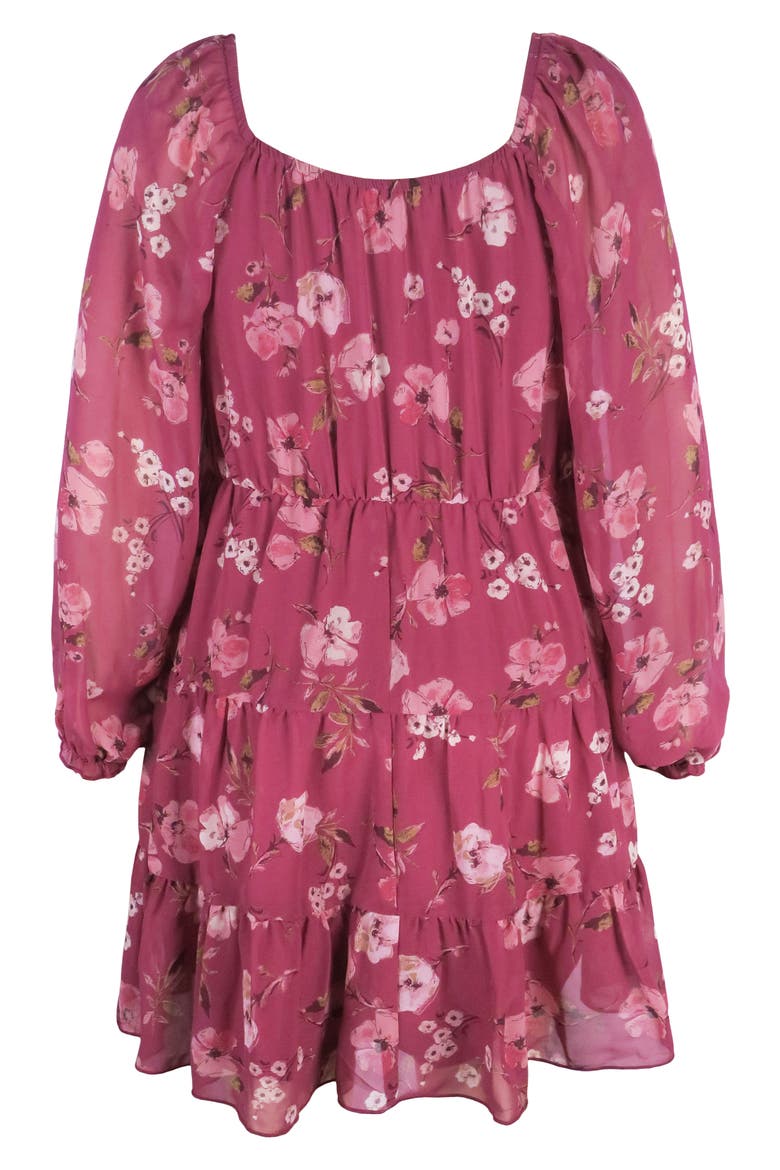 Kids' Mesh Print Dress, Alternate, color, BURGUNDY