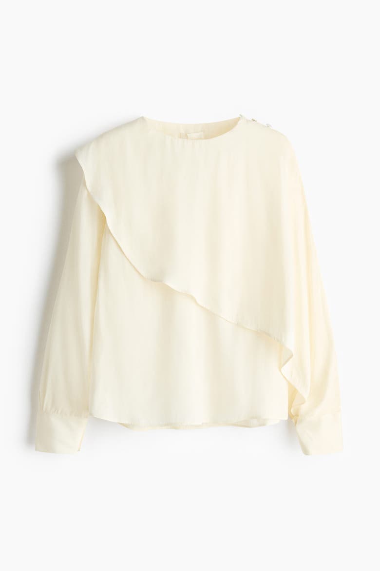 Cape-detail Blouse, Alternate, color, Cream