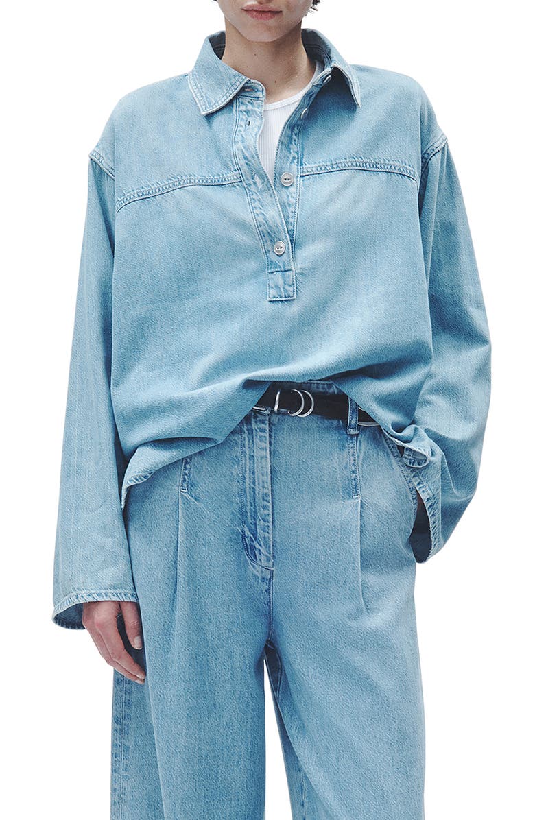 rag & bone Emily Lightweight Denim Popover Shirt, Main, color, 