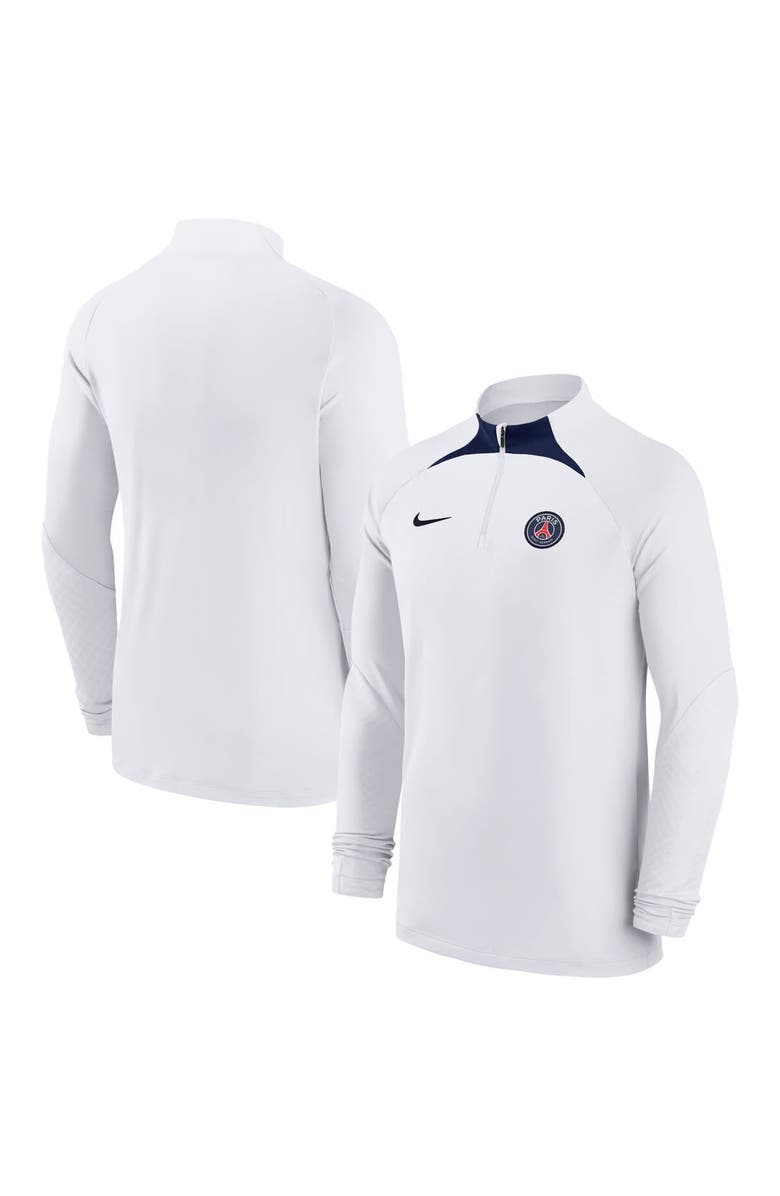 Nike Men's Nike White Paris Saint-Germain 2022/23 Strike Drill Performance Raglan Quarter-Zip Long Sleeve Top, Main, color, 