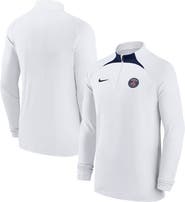 Nike Men's Nike White Paris Saint-Germain 2022/23 Strike Drill Performance Raglan Quarter-Zip Long Sleeve Top