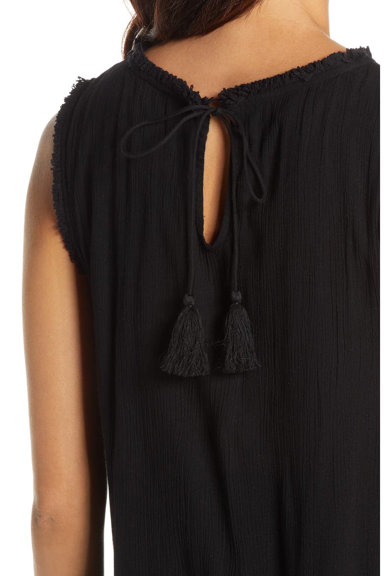 Eyelet Yoke Cover-Up Dress, Alternate, color, BLACK