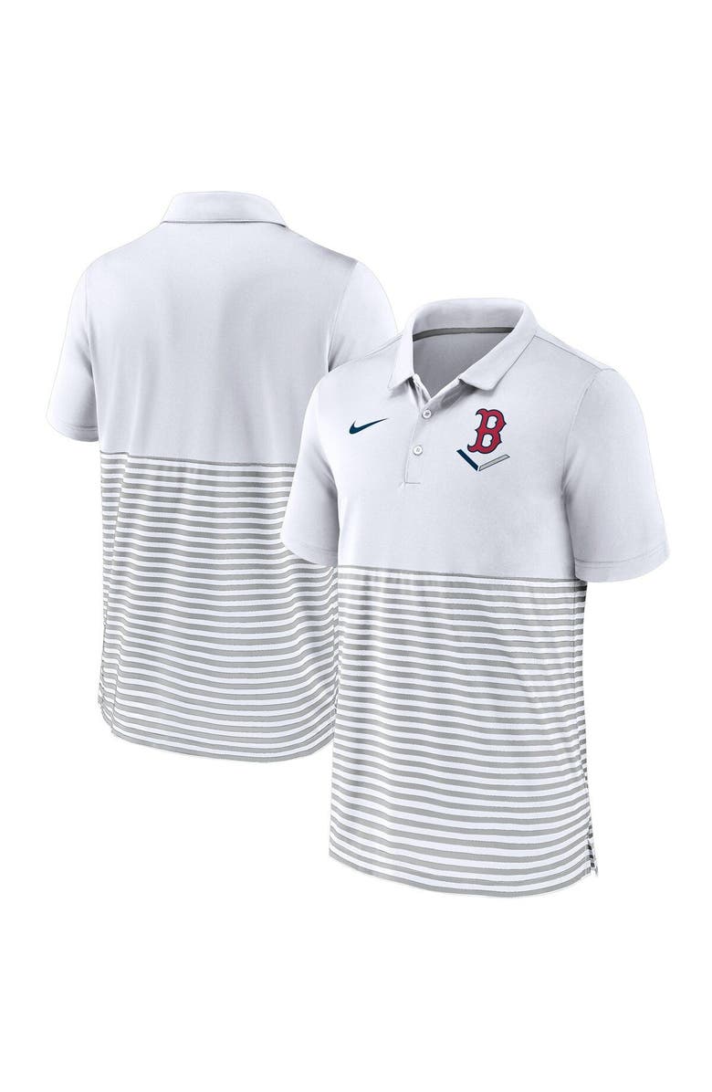 Nike Men's Nike White/Gray Boston Red Sox Home Plate Striped Polo, Alternate, color, White