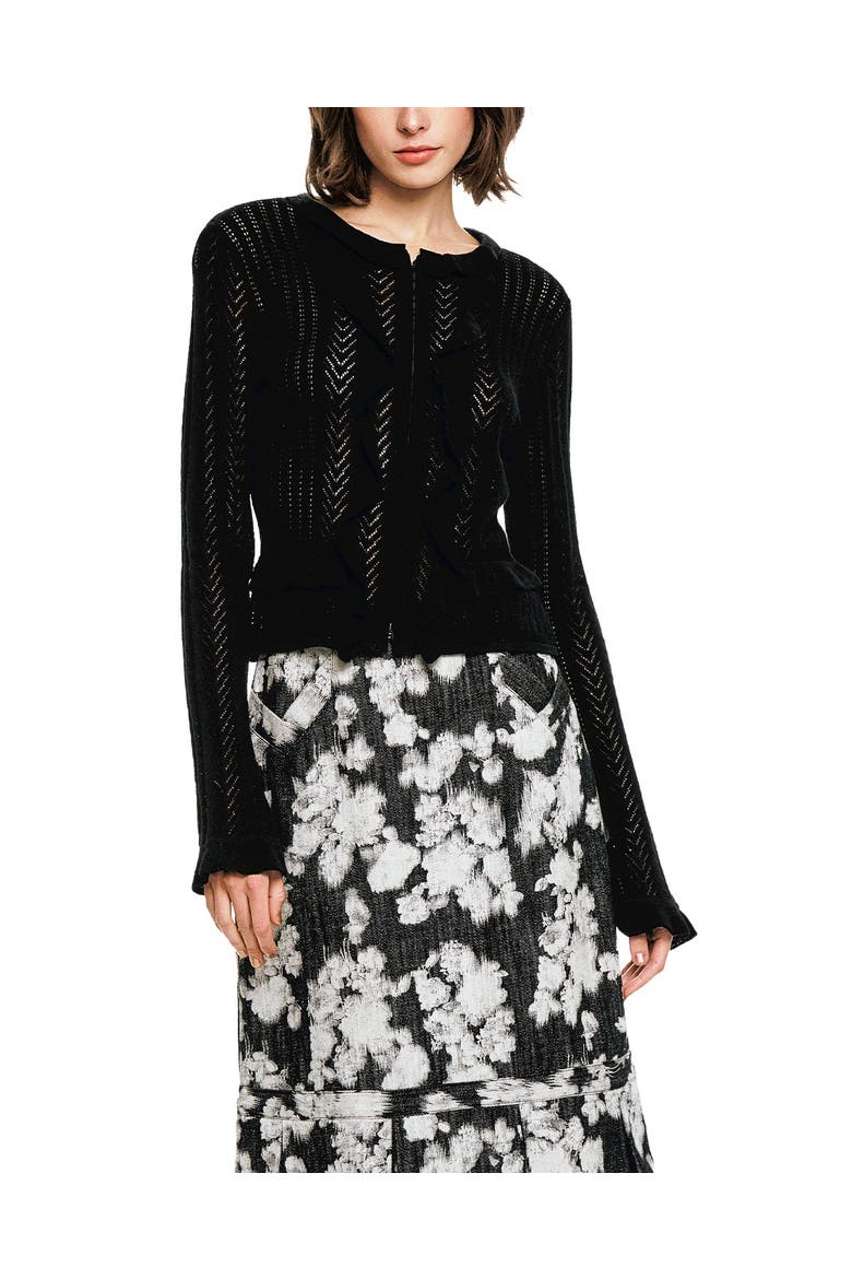 Victorian Pointelle Cardigan, Main, color, Black