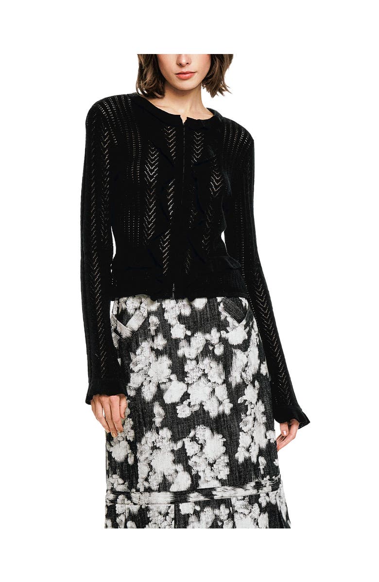 Anna Sui Victorian Pointelle Cardigan, Main, color, Black